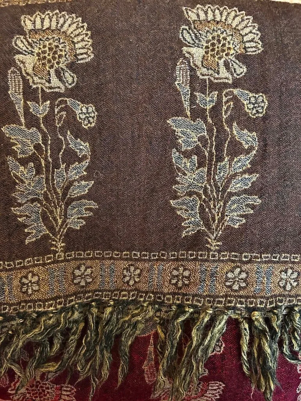 ALEXANDRA'S ACCENTS Vintage Pashmina Floral Tapestry Full Shawl Wrap Throw 78x40